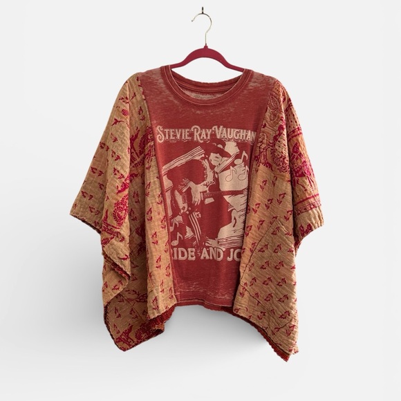 STEVIE RAY VAUGHAN Upcycled Band Tee Top Handmade Oversized Granny D Originals